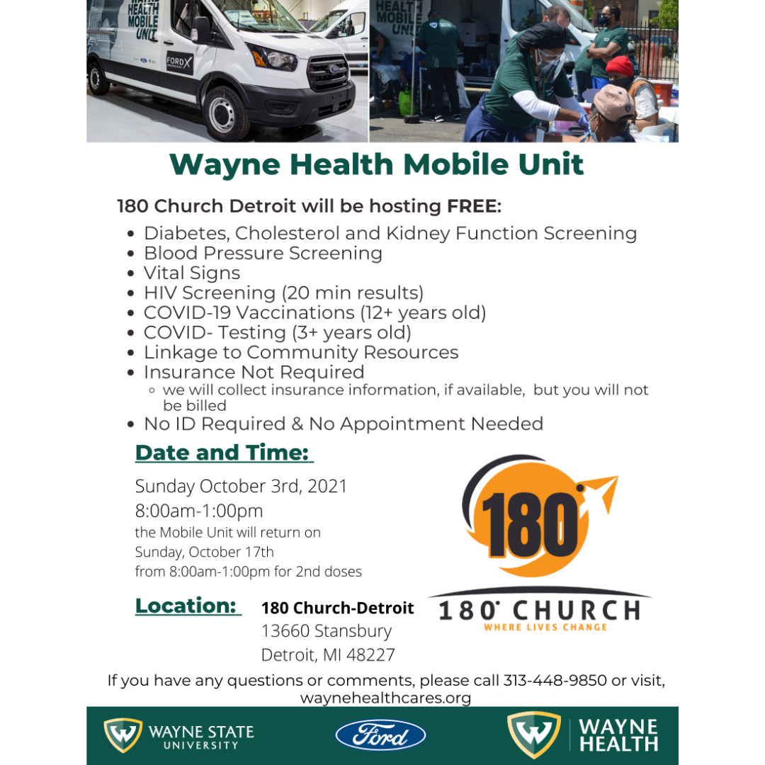 Wayne Health Mobile Unit @ 180 Church 1032021